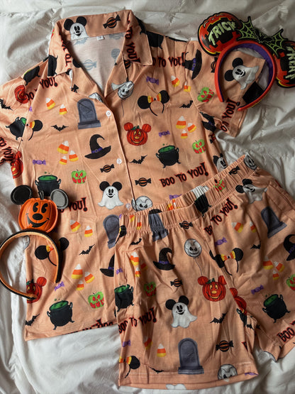 BOO TO YOU HALLOWEEN PAJAMA SHORTS SET