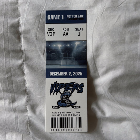 THE VIPERS HOCKEY TICKET BOOKMARK