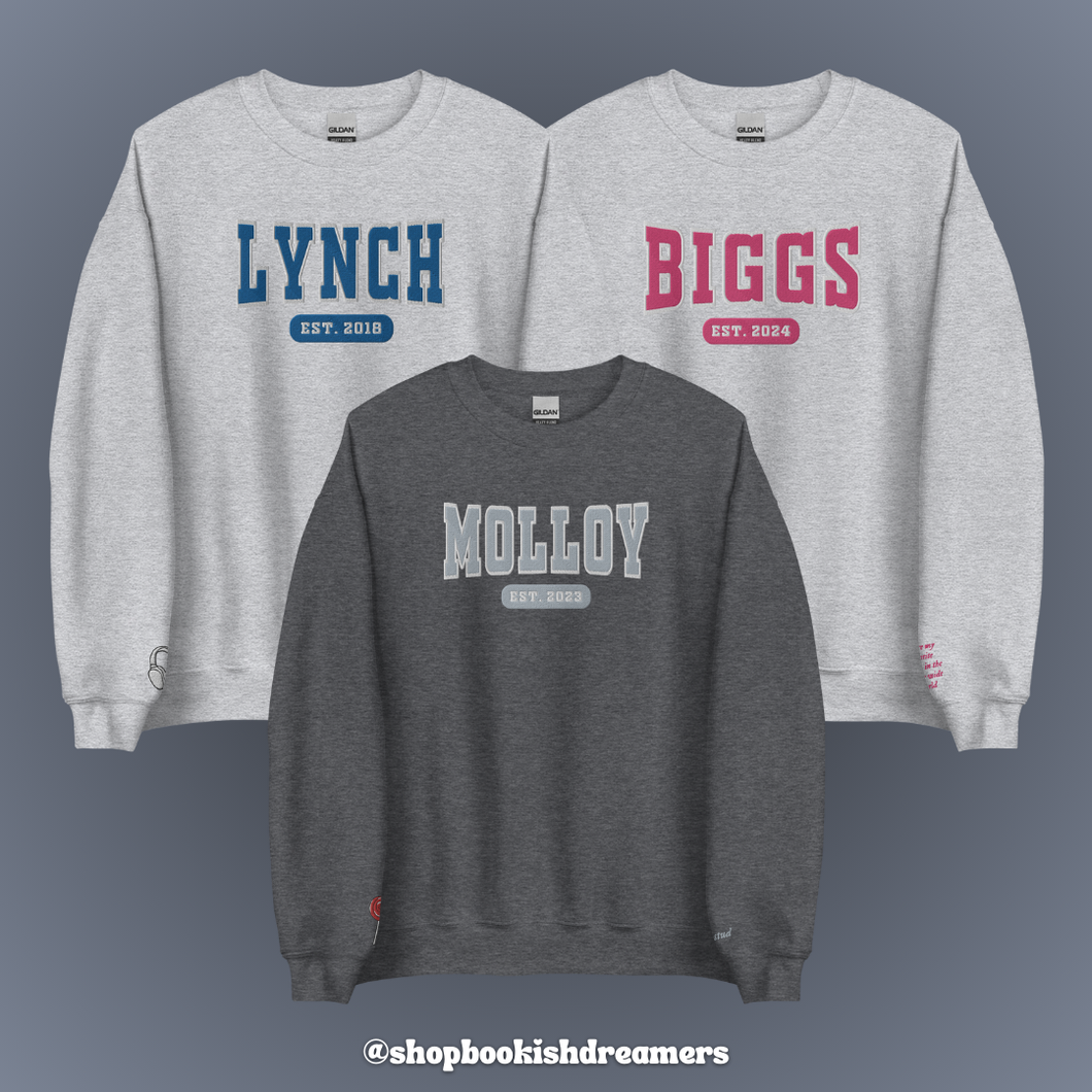 COLLEGIATE EMBROIDERED CREWNECKS *GIRLS OF TOMMEN EDITION