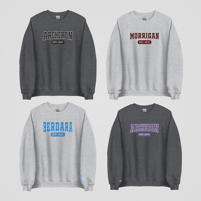 SJM COLLEGIATE EMBROIDERED CREWNECK *ACOTAR FEMALE LEADS EDITION