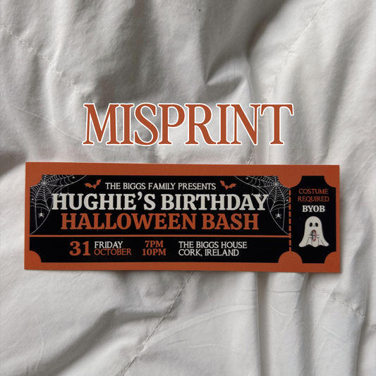*MISPRINT* HUGHIE'S HALLOWEEN BIRTHDAY BASH TICKET BOOKMARK