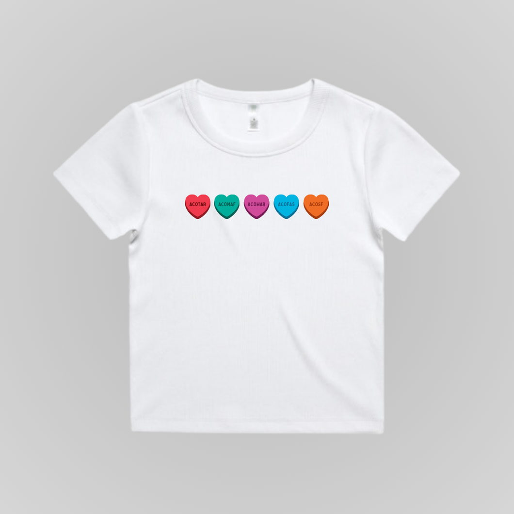 ACOTAR CONVERSATION HEARTS BABY TEE