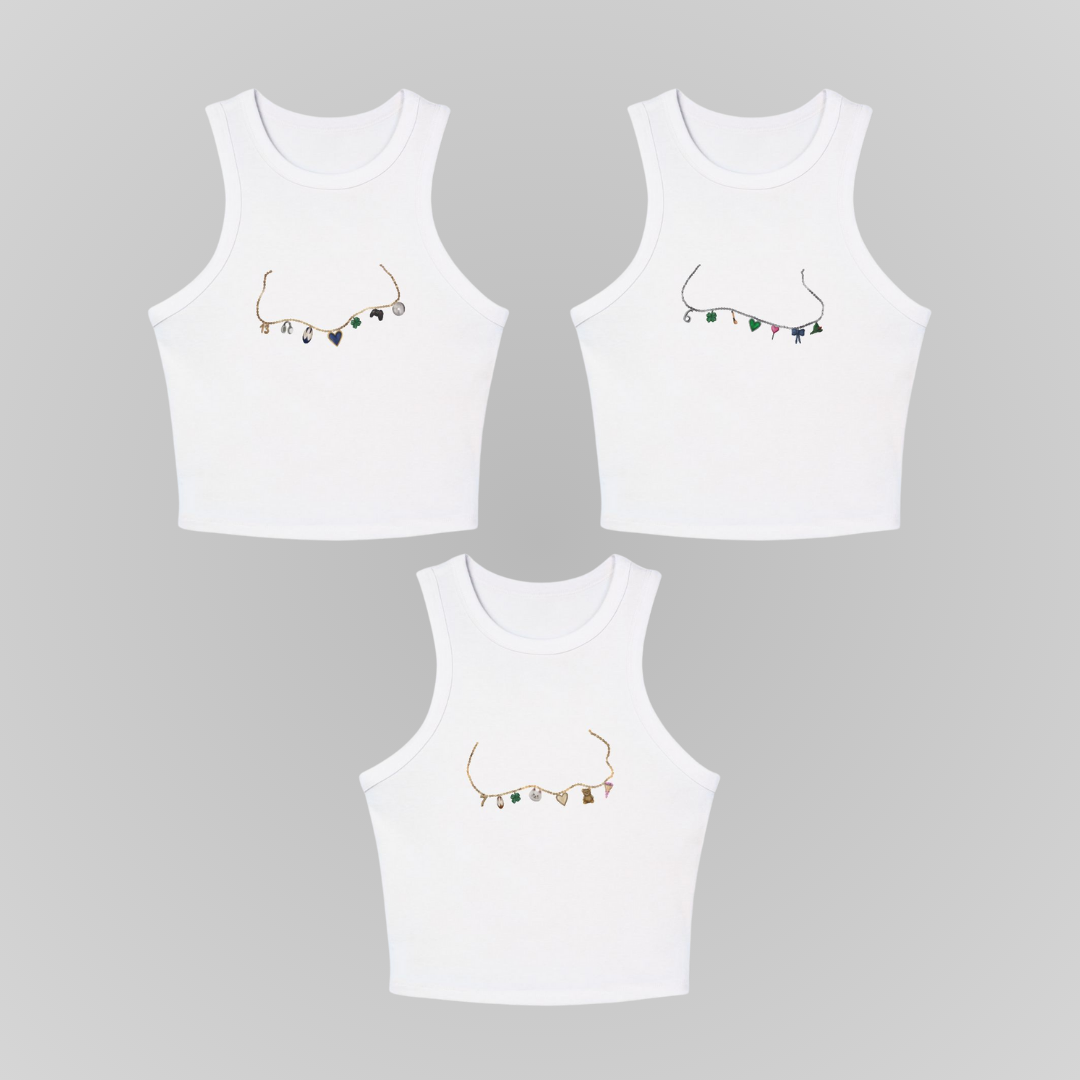 TOMMEN CHARM NECKLACES RACERBACK TANK