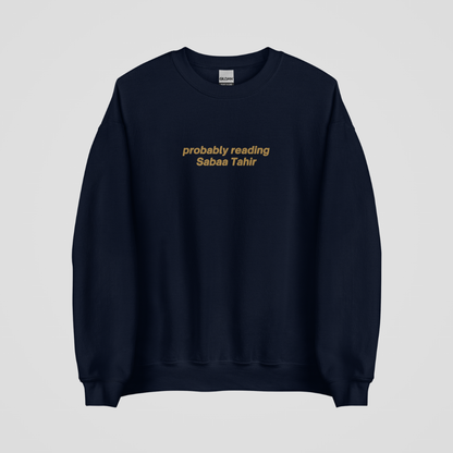 PROBABLY READING SABAA TAHIR EMBROIDERED CREWNECK