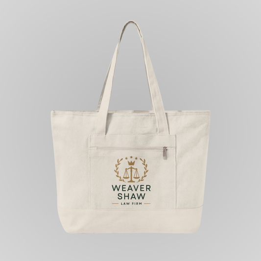 WEAVER & SHAW CANVAS ZIPPERED TOTE BAG
