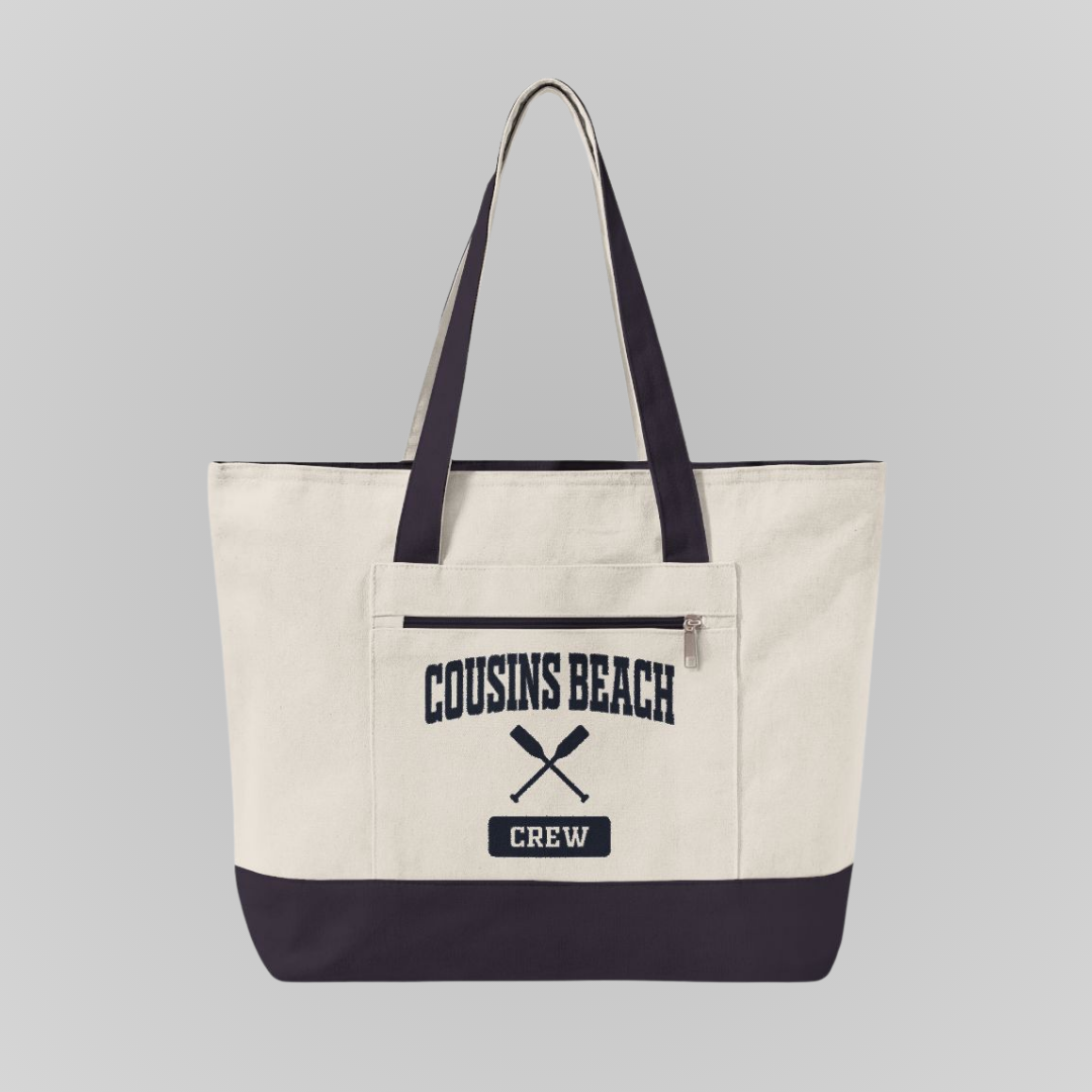 COUSINS ROWING CANVAS ZIPPERED TOTE BAG