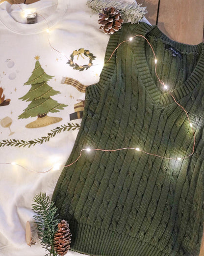 LADY OF WINTER SWEATER VEST IN EVERGREEN