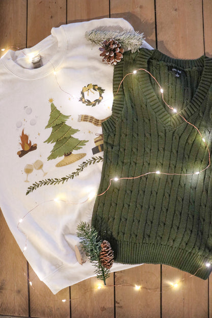 LADY OF WINTER SWEATER VEST IN EVERGREEN
